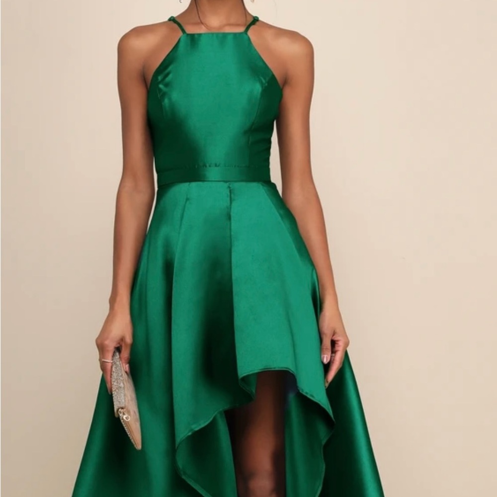 Lulu's Emerald Green Halter Dress